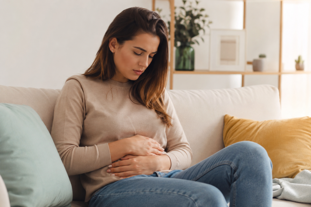 gases y barriga hinchada todos los días en mujer adulta